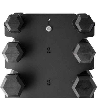 Pre Order - Expected Late May | 1-10kg Rubber Hex Dumbbell Set WITH Compact Rack