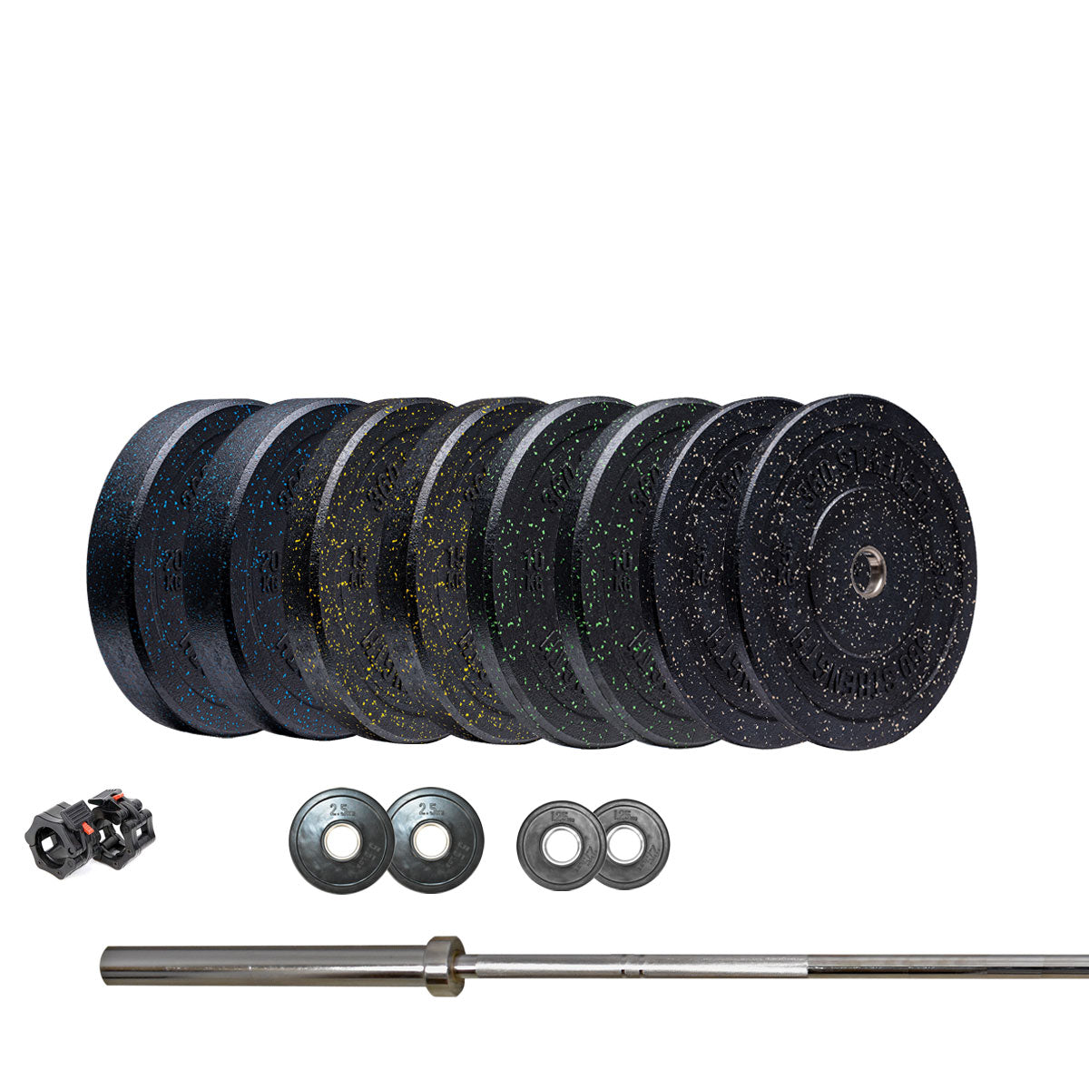170kg Integrated Bumpers & Olympic Barbell Set