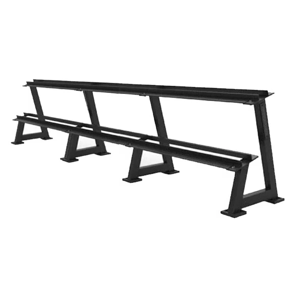 2-Tier Triple Bay Rubber Hex Dumbbell Rack