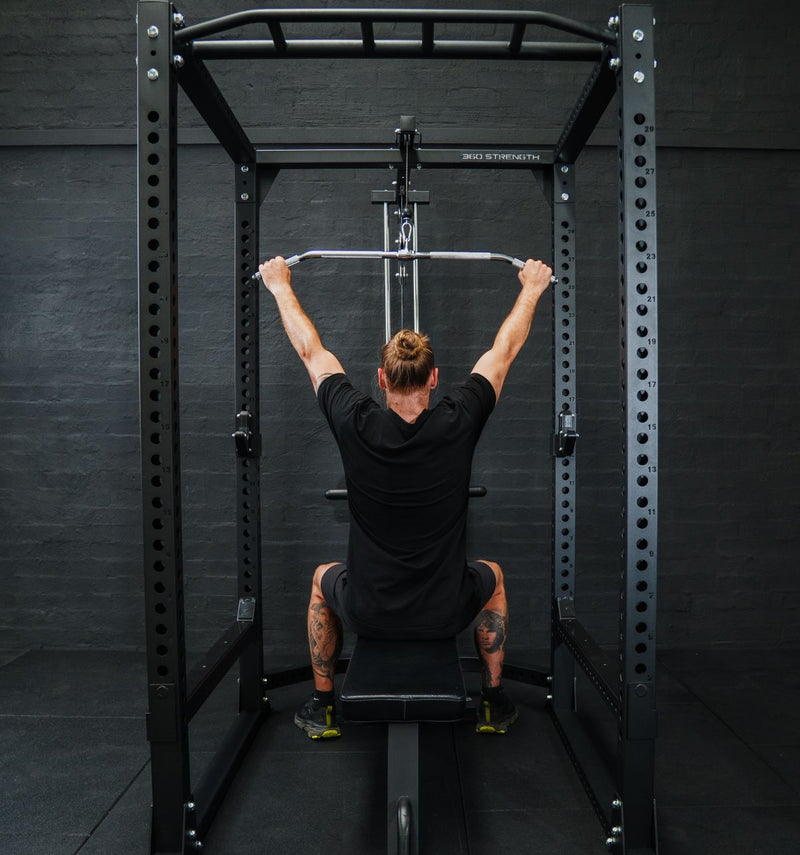 360 Strength Light Commercial Power Rack with Lat Pulldown / Low Row and 100kg Stack