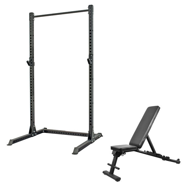 360 Strength Squat Rack, FID Bench & 178kg Bumpers Barbell Flooring Rack Package