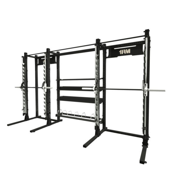 1RM Double Smith Machine with Storage Shelves