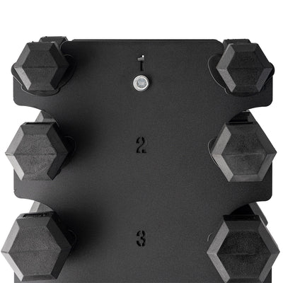 1-10kg Rubber Hex Dumbbell Set WITH Compact Rack Image 4