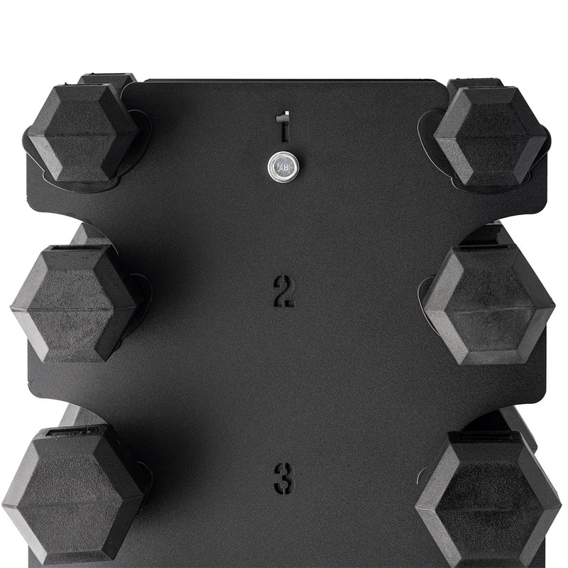 1-10kg Rubber Hex Dumbbell Set WITH Compact Rack Image 4