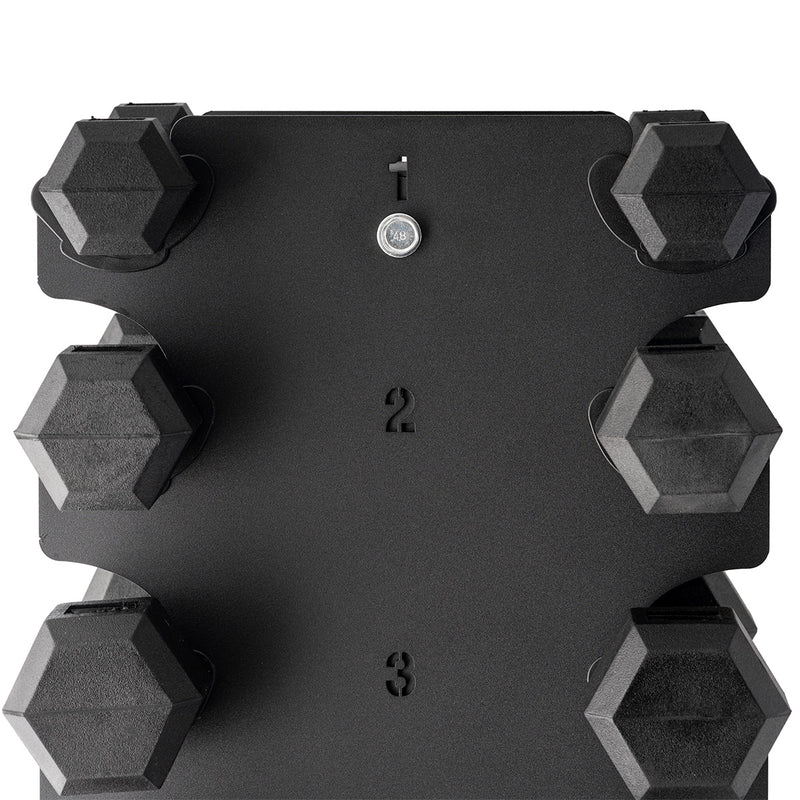 1-10kg Rubber Hex Dumbbell Set WITH Compact Rack