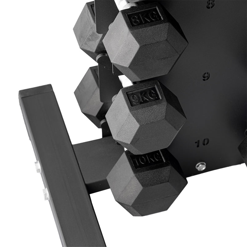 1-10kg Rubber Hex Dumbbell Set WITH Compact Rack Image 5