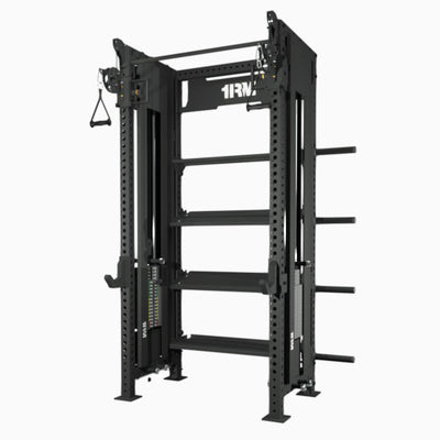 1RM Ebony Functional Trainer Rack with Built-In Storage