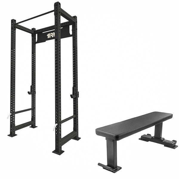 1RM Commercial Compact Power Rack & Flat Bench