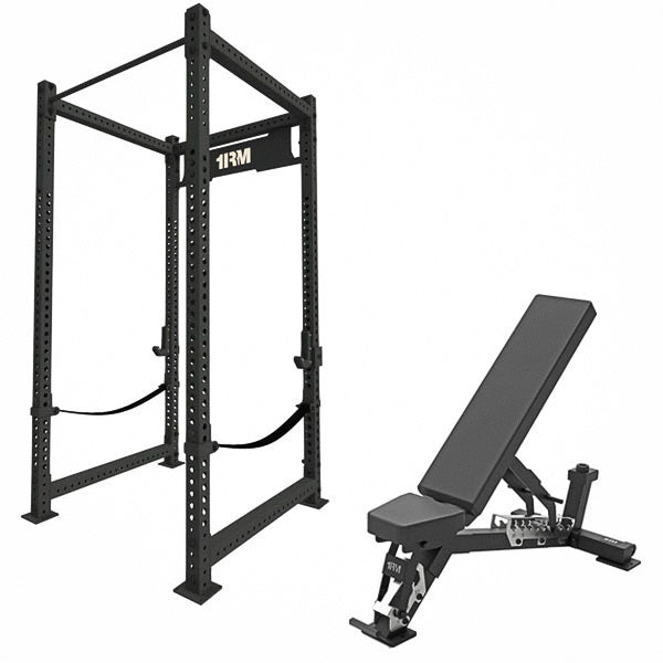 1RM Commercial Power Rack & Flat Incline Bench