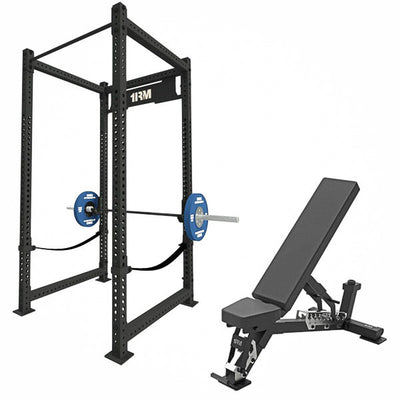 1RM Commercial Power Rack & Flat Incline Bench