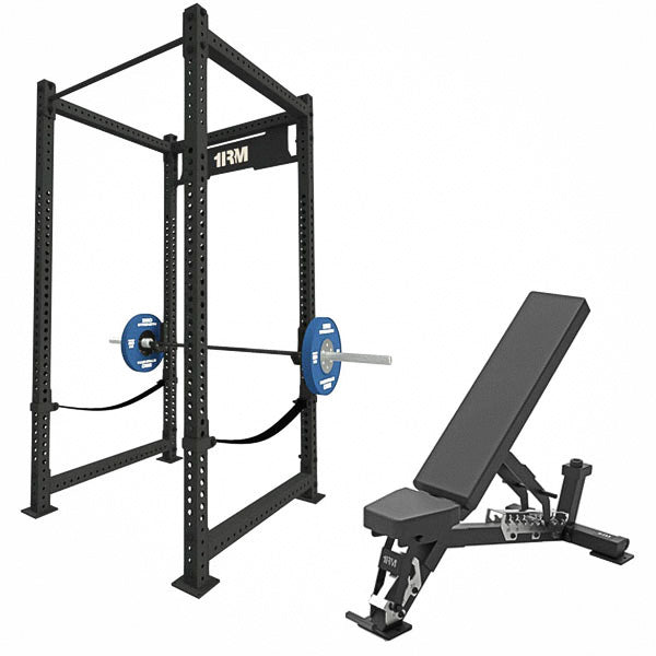 1RM Commercial Power Rack Flat Incline Bench