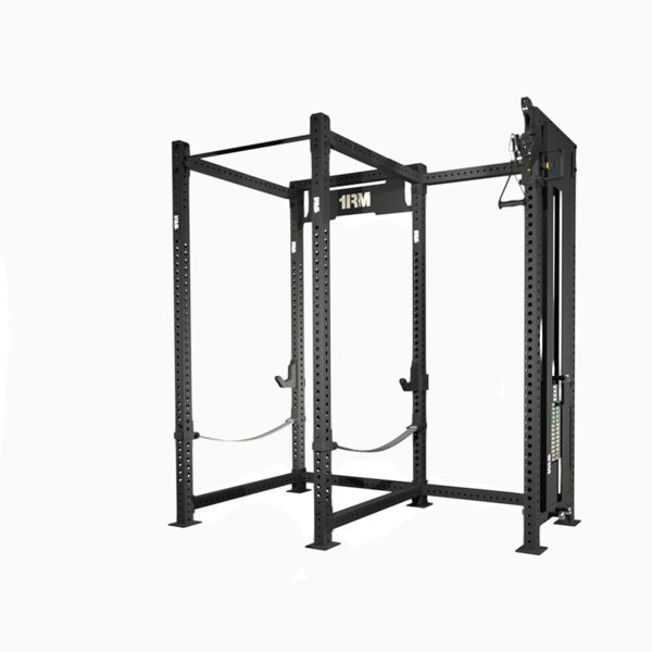 1RM Obsidian Power Rack with Offset Ebony Cable Machine