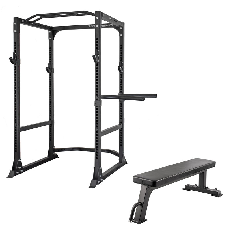 360 Strength Heavy Duty Power Rack + Flat Bench Package