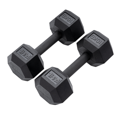 10kg Pro Rubber Hex Dumbbell PAIR