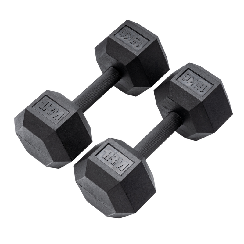 15kg Pro Rubber Hex Dumbbell PAIR