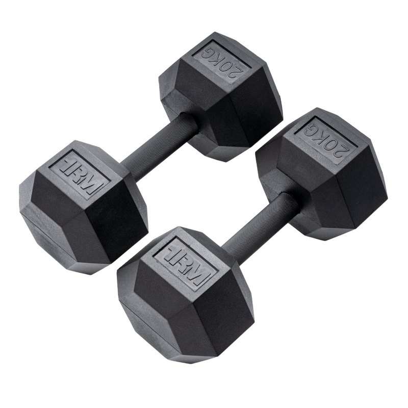 20kg Pro Rubber Hex Dumbbell PAIR