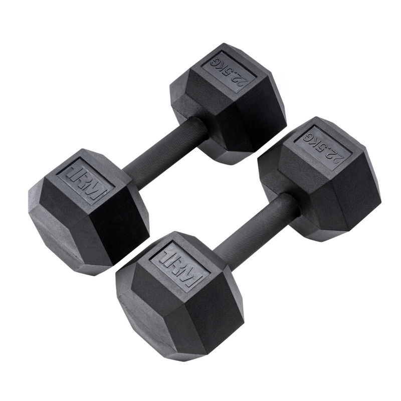 22.5kg Pro Rubber Hex Dumbbell PAIR