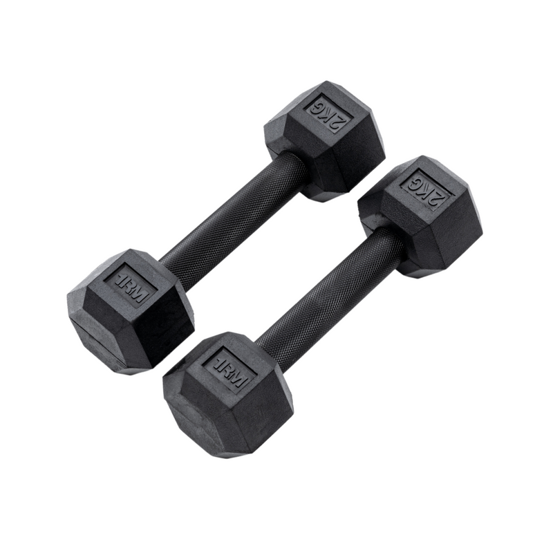 2kg Pro Rubber Hex Dumbbell PAIR