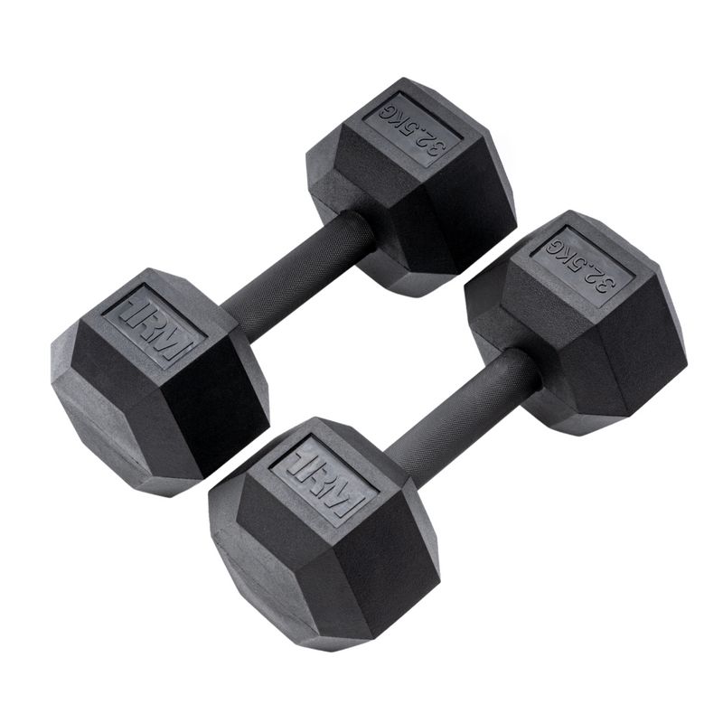 32.5kg Pro Rubber Hex Dumbbell PAIR