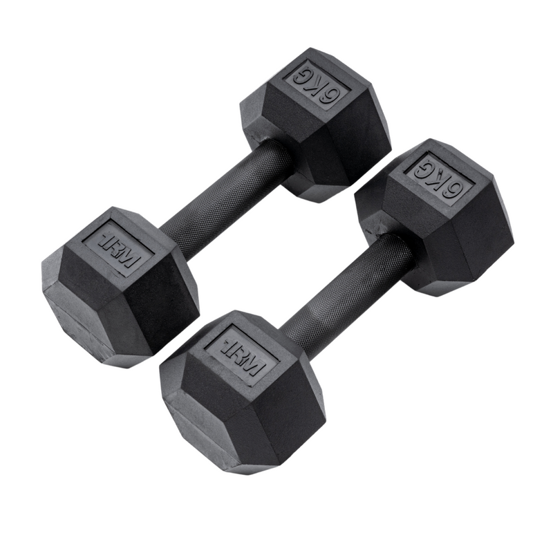 6kg Pro Rubber Hex Dumbbell PAIR