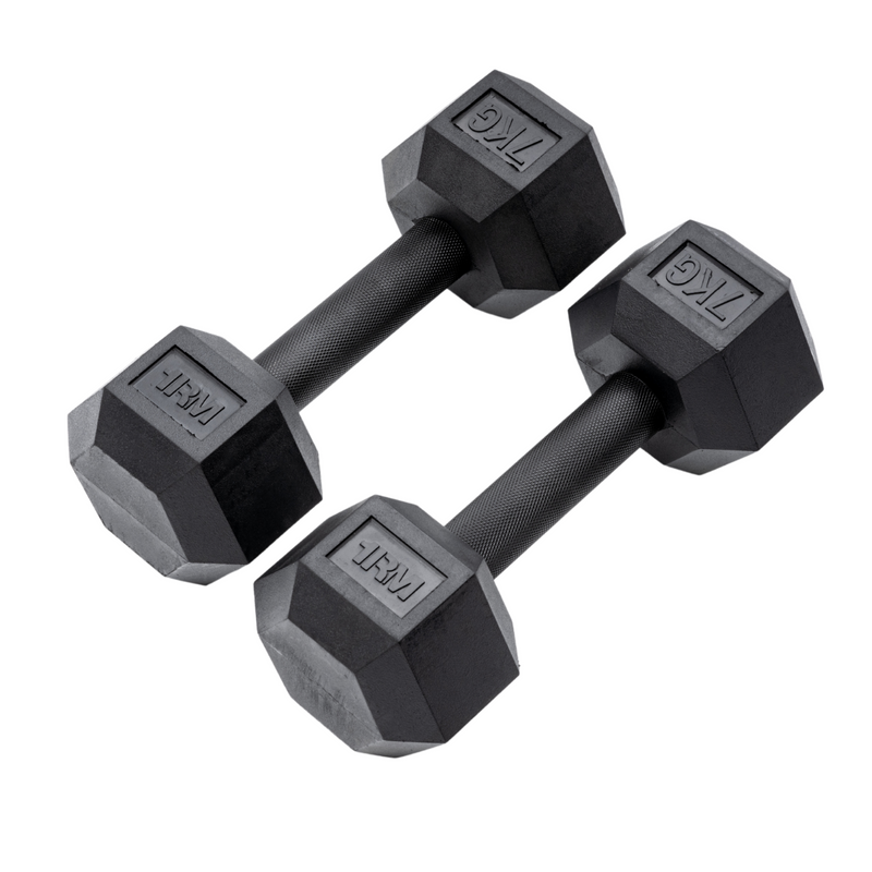 7kg Pro Rubber Hex Dumbbell PAIR