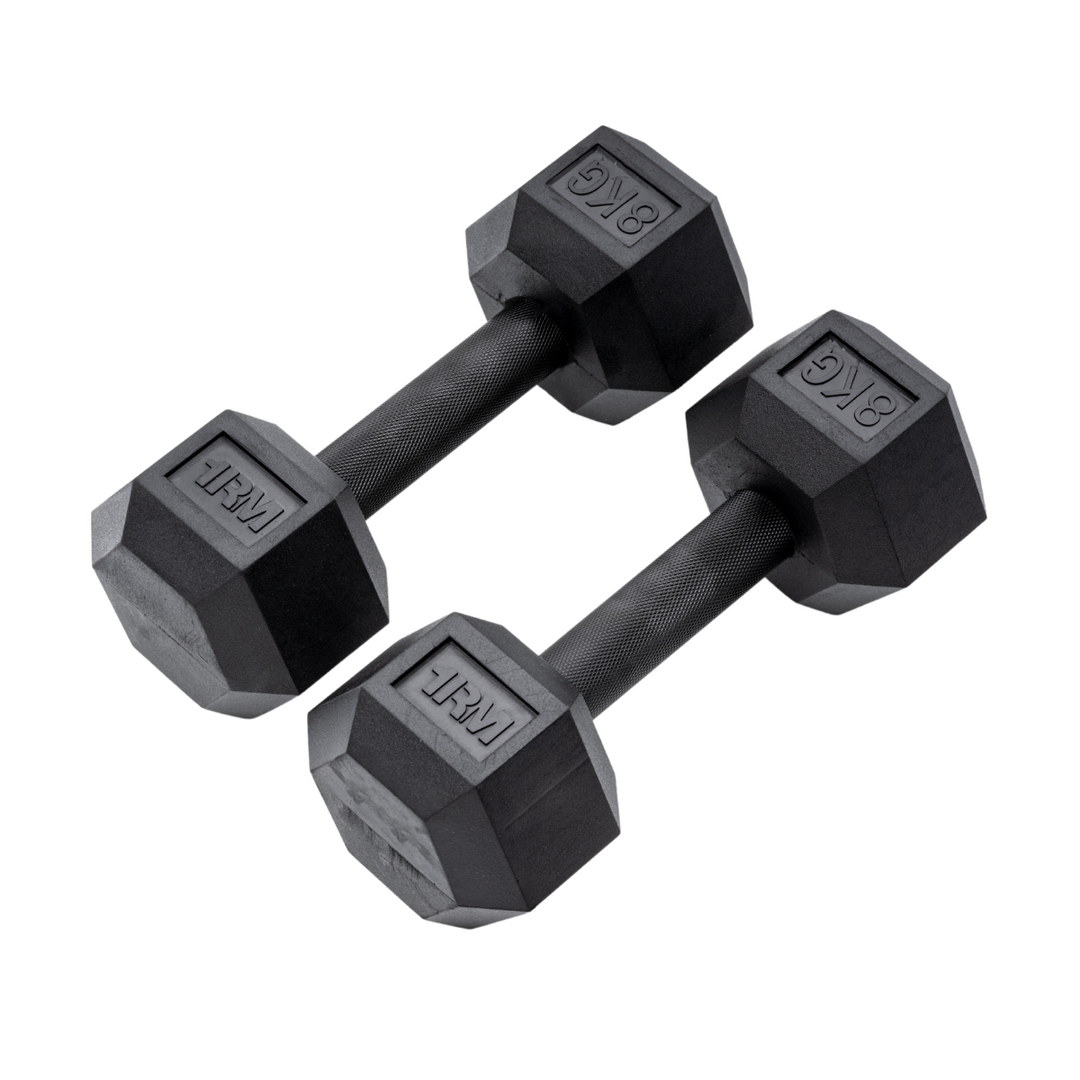 8kg PRO Rubber Hex Dumbbell PAIR Little Bloke Fitness