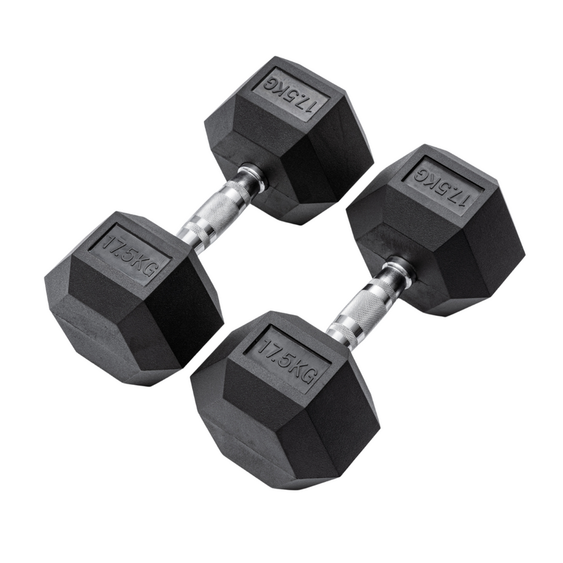 17.5kg Classic Rubber Hex Dumbbell PAIR