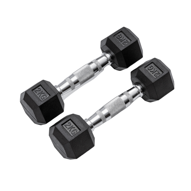 2kg Classic Rubber Hex Dumbbell PAIR