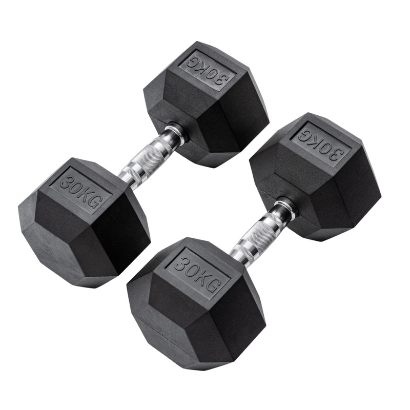 30kg Classic Rubber Hex Dumbbell PAIR