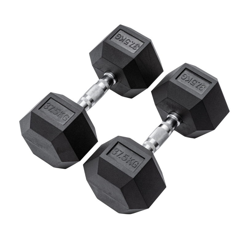 37.5kg Classic Rubber Hex Dumbbell PAIR