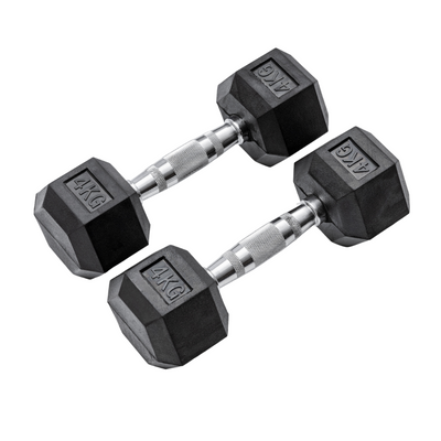 4kg Classic Rubber Hex Dumbbell PAIR