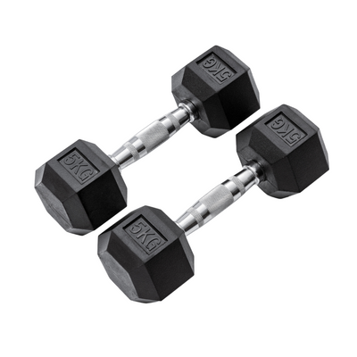 5kg Classic Rubber Hex Dumbbell PAIR