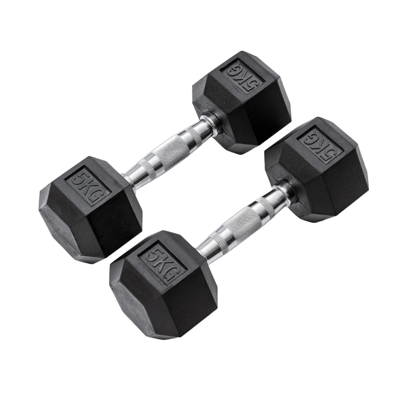 5kg Classic Rubber Hex Dumbbell PAIR