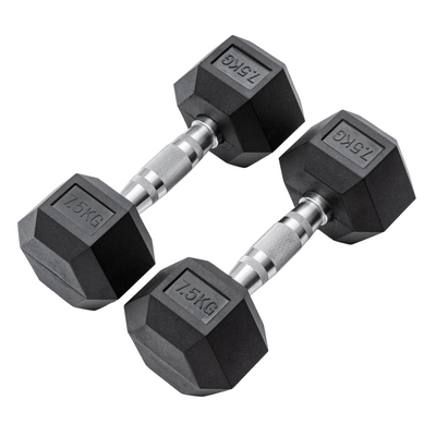 7.5kg Classic Rubber Hex Dumbbell PAIR