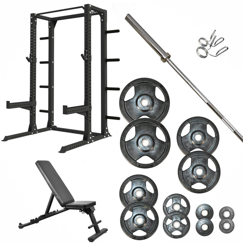 360 Strength Squat Rack, FID Bench & 128kg Olympic Package