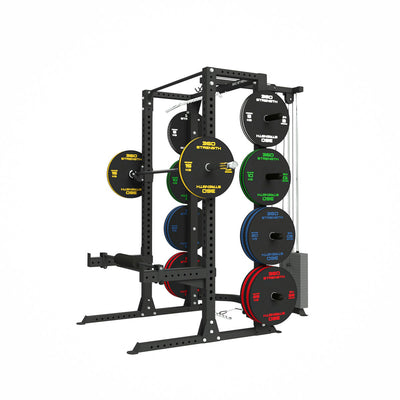 360 Strength Light Commercial Squat Rack with Lat Pulldown / Low Row & 100kg Stack
