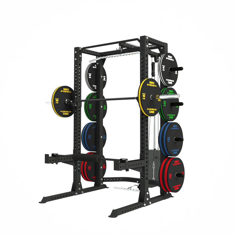 360 Strength Light Commercial Squat Rack with Lat Pulldown / Low Row & 100kg Stack