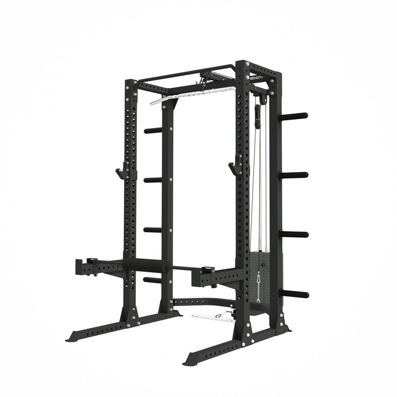 360 Strength Light Commercial Squat Rack with Lat Pulldown / Low Row & 100kg Stack