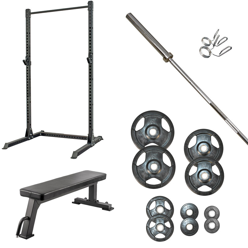 360 Strength Squat Rack, Flat Bench & 88kg Olympic Package