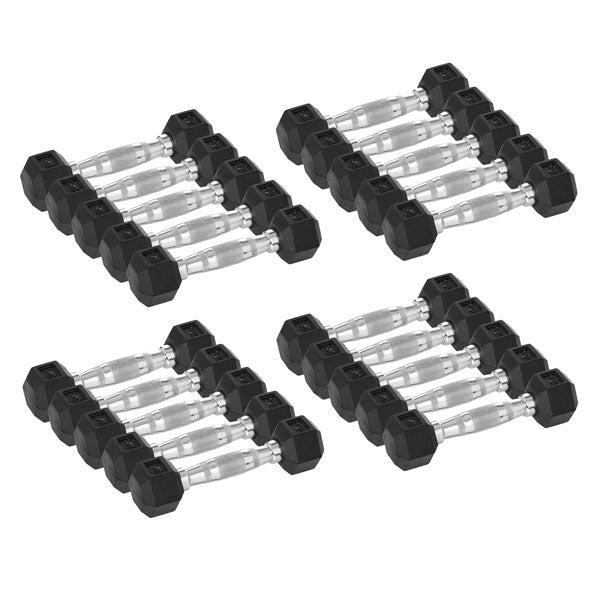 20 x 1kg Rubber Hex Dumbbell Package
