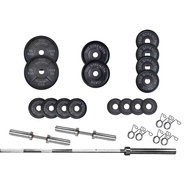 120kg Olympic Bar & Iron Weights Package