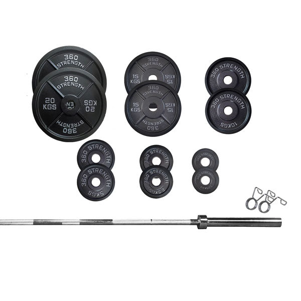128kg Olympic Bar & Iron Weights Package