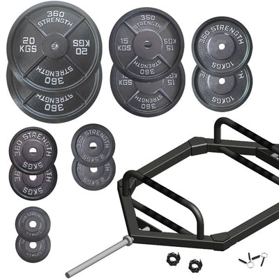 128kg Standard Trap Bar & Weights Package