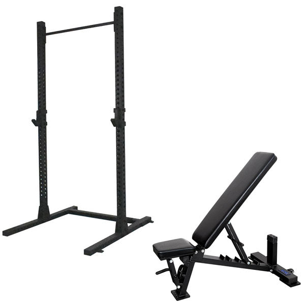 1RM Obsidian Squat Rack & Flat Incline Bench | Commercial