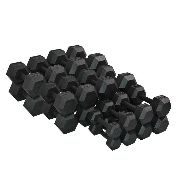 2.5-30kg PRO Rubber Hex Dumbbell Set