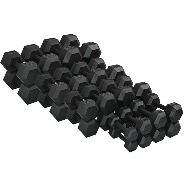 2.5-40kg PRO Rubber Hex Dumbbell Set