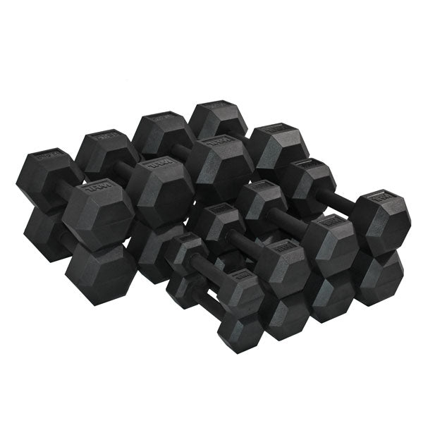 2.5-20kg PRO Rubber Hex Dumbbell Set