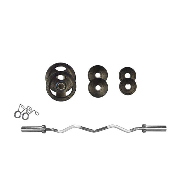 27kg Olympic EZ Curl Bar & Weights Package Little Bloke Fitness