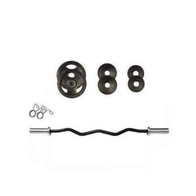 27kg PRO Olympic EZ Curl Bar & Weights Package