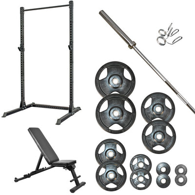 360 Strength Squat Rack, FID Bench & 128kg Olympic Package